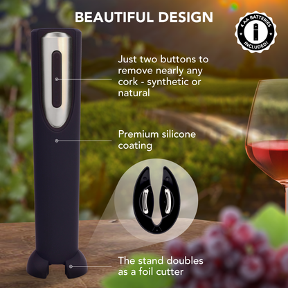 Battery Powered Electric Wine Bottle Opener With Foil Cutter