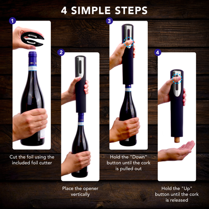 Battery Powered Electric Wine Bottle Opener With Foil Cutter