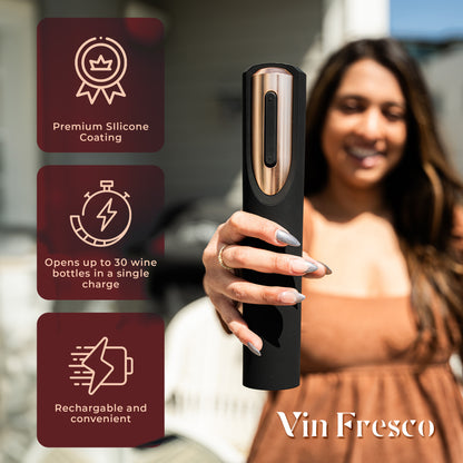 Rechargeable Electric Wine Bottle Opener with Charging Base & Foil Cutter